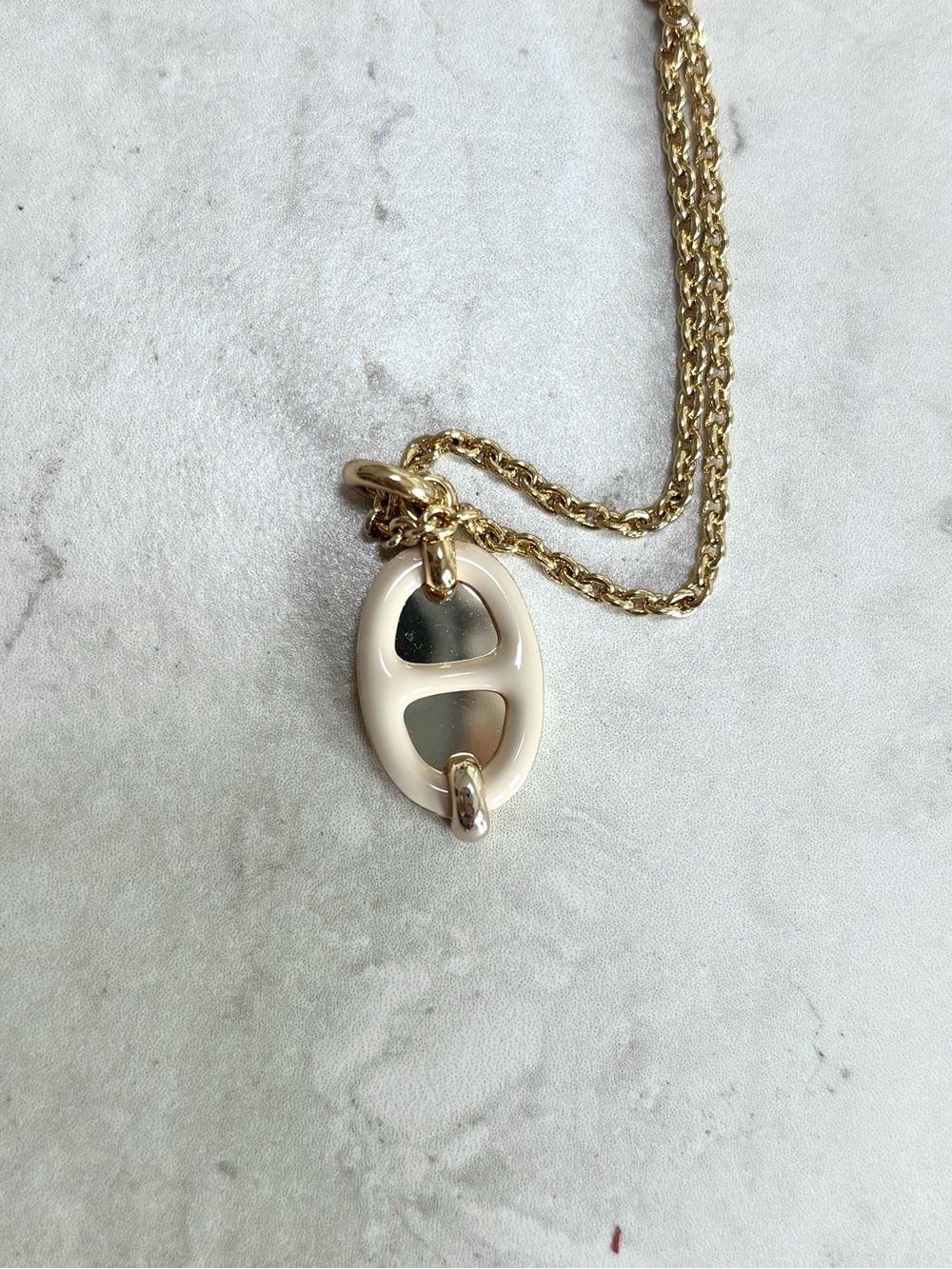 Hermes Mini Maillon Pendant Enamel Yellow Gold Plated Necklace - Picture 6 of 7